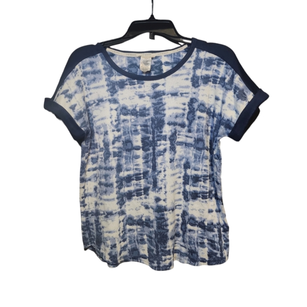 Lucky Brand Tee, size M, short sleeve, blue and white, tie dye, soft